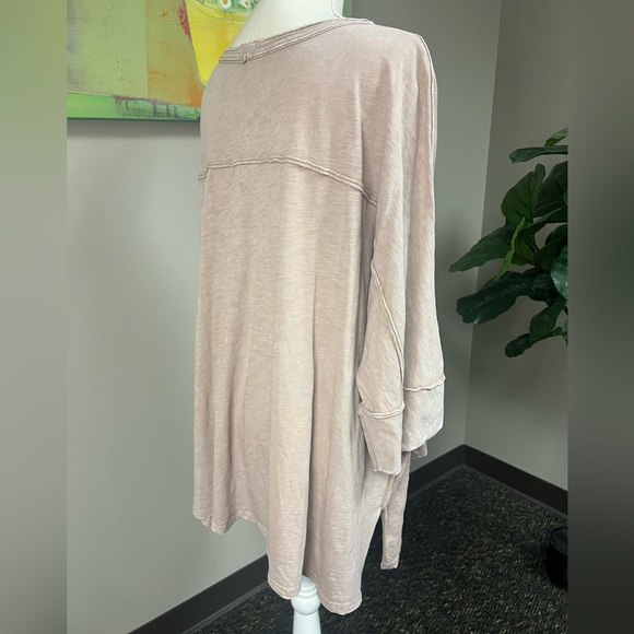 Easel Tan Beige V-Neck 3/4 Sleeve Tunic Size L - Picture 3 of 5